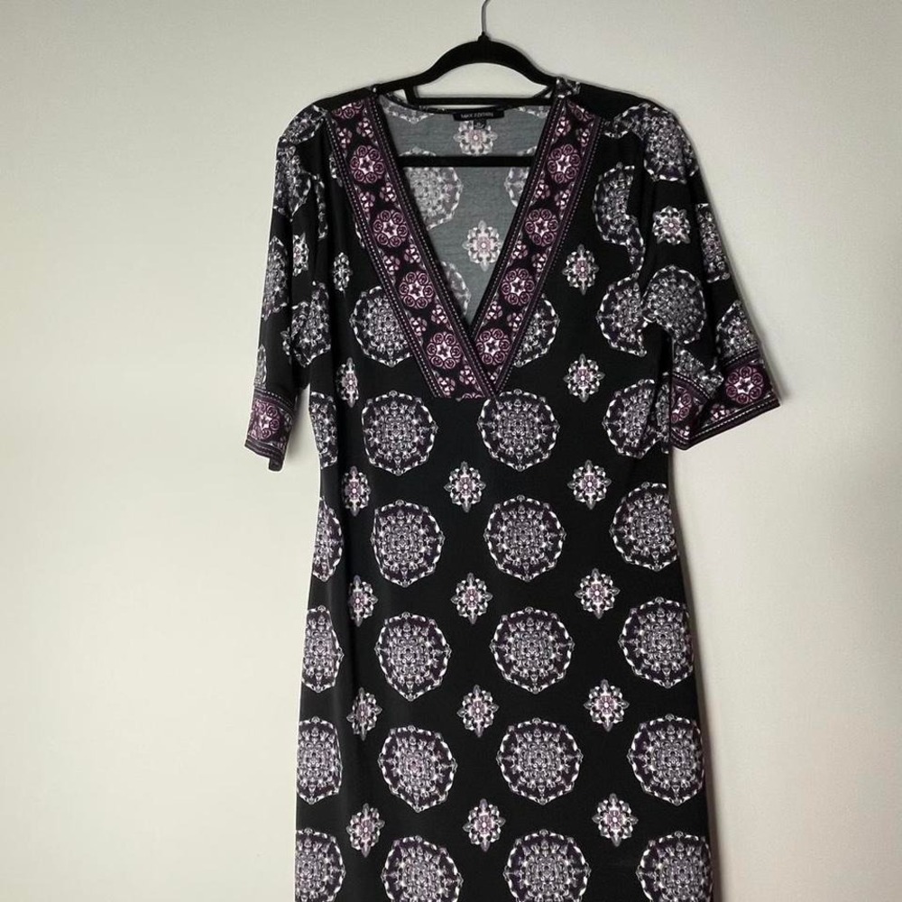 Black and purple maxi dress with 3/4 sleeves XL wrinkle free for travel